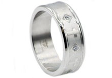 Load image into Gallery viewer, Mens Stainless Steel Cross Band With Cubic Zirconia - Blackjack Jewelry
