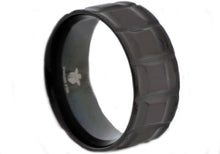 Load image into Gallery viewer, Mens Black Stainless Steel 10mm Textured Band Ring - Blackjack Jewelry
