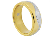 Load image into Gallery viewer, Mens Two Tone Gold Wavy Stainless Steel Band Ring - Blackjack Jewelry
