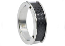 Load image into Gallery viewer, Mens Stainless Steel And Carbon Fiber Band - Blackjack Jewelry
