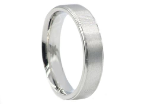 Mens 6mm Matte Finish Stainless Steel Band Ring - Blackjack Jewelry