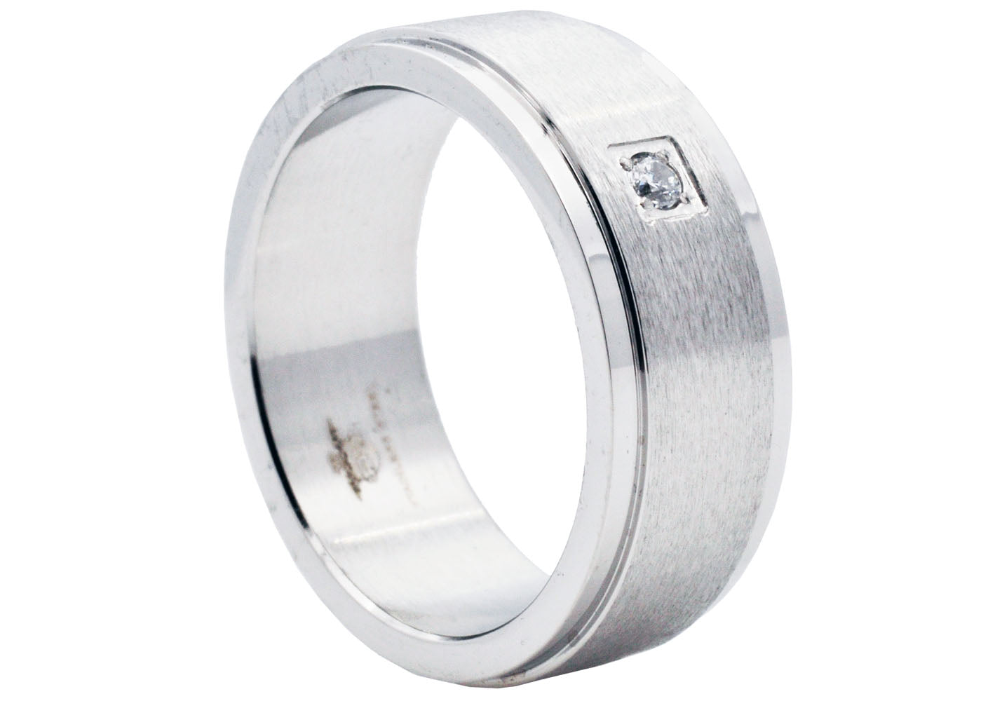Mens Stainless Steel Ring with Cubic Zirconia 10