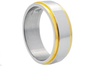 Mens Gold Stainless Steel Band Ring - Blackjack Jewelry
