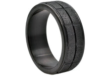 Load image into Gallery viewer, Mens Sandblasted Black Stainless Steel Band - Blackjack Jewelry
