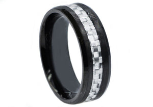 Mens Carbon Fiber And Black Stainless Steel Band - Blackjack Jewelry