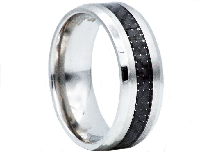 Mens Carbon Fiber And Stainless Steel Band - Blackjack Jewelry