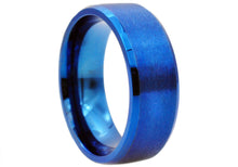 Load image into Gallery viewer, Mens 8mm Blue Stainless Steel Basic Band Ring - Blackjack Jewelry
