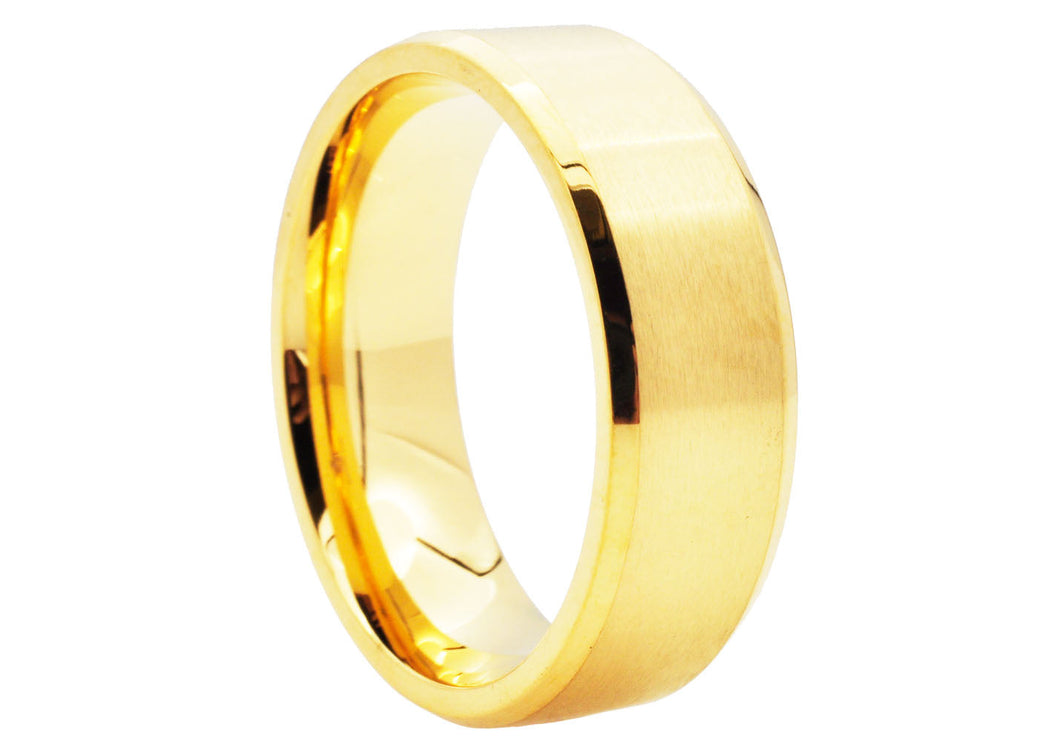 Mens Gold Stainless Steel Band - Blackjack Jewelry