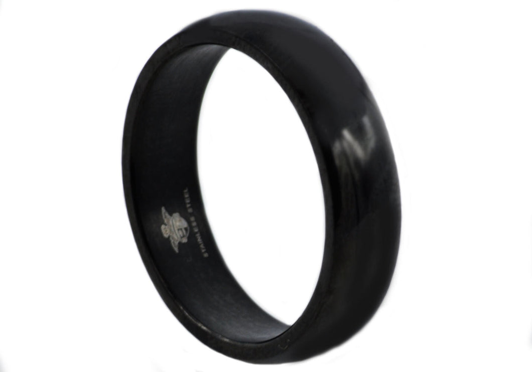 Mens 7mm Black Stainless Steel Wedding Band Ring - Blackjack Jewelry