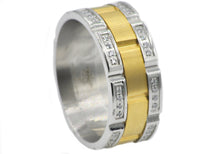 Load image into Gallery viewer, Mens Gold Stainless Steel Band With Cubic Zirconia - Blackjack Jewelry
