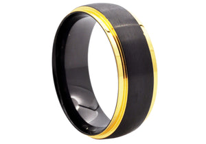 Mens Gold And Black Stainless Steel Band - Blackjack Jewelry