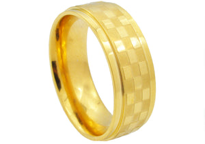 Mens Gold Plated Stainless Steel Band - Blackjack Jewelry