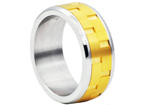 Mens Gold Stainless Steel Band - Blackjack Jewelry