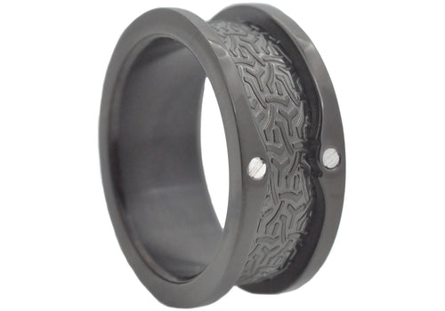 Mens Black Stainless Steel Ring - Blackjack Jewelry