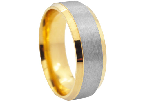 Mens Gold Stainless Steel Band - Blackjack Jewelry