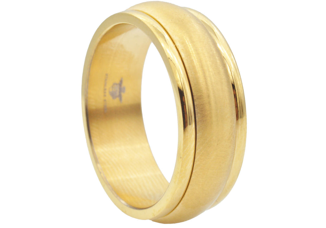 Mens Gold Stainless Steel Ring - Blackjack Jewelry
