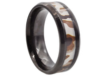 Load image into Gallery viewer, Mens Black Stainless Steel Brown Camo Band Ring - Blackjack Jewelry
