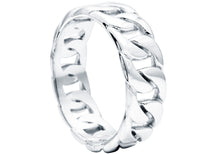 Load image into Gallery viewer, Mens 7mm Stainless Steel Cuban Link Band Ring - Blackjack Jewelry
