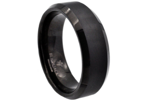 Mens Black Plated Tungsten Ring - Blackjack Jewelry