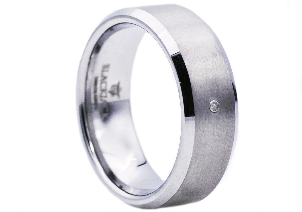 Mens Tungsten Band Ring With Diamond - Blackjack Jewelry