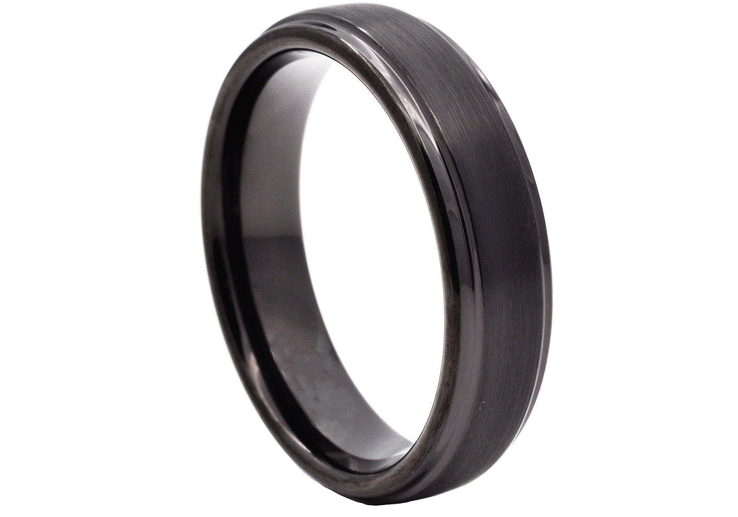Mens 6mm All Black Plated Tungsten Band Ring