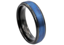 Load image into Gallery viewer, Mens Blue and Black Tungsten Band Ring - Blackjack Jewelry

