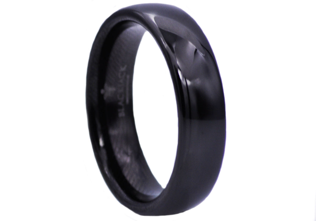 Mens Black Plated Tungsten Band Ring - Blackjack Jewelry