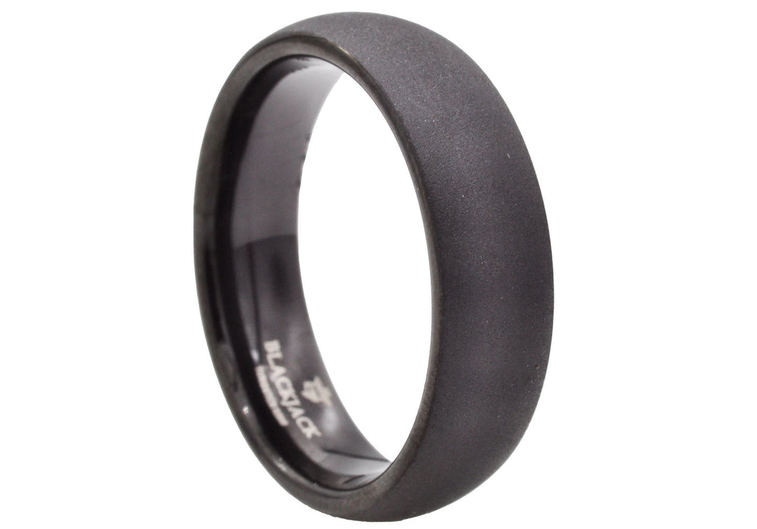 Mens Gray Plated Tungsten Band Ring - Blackjack Jewelry