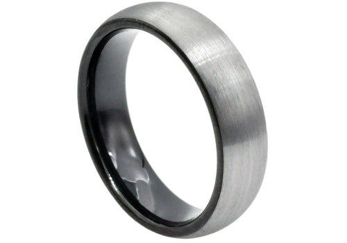 Mens Black And Silver Tungsten 6mm Band Ring - Blackjack Jewelry