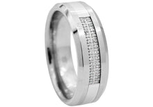 Load image into Gallery viewer, Mens Tungsten Band Ring With Cubic Zirconia - Blackjack Jewelry
