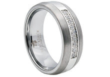 Load image into Gallery viewer, Mens Tungsten Band Ring With Cubic Zirconia

