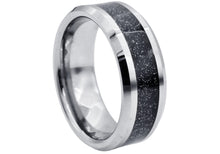Load image into Gallery viewer, Mens Tungsten Band Ring With Blue Sandstone - Blackjack Jewelry
