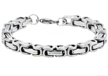 Load image into Gallery viewer, Mens Stainless Steel Byzantine Link Chain Bracelet - Blackjack Jewelry
