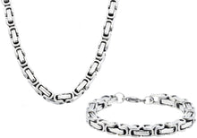 Load image into Gallery viewer, Mens Stainless Steel Byzantine Link Chain Set - Blackjack Jewelry
