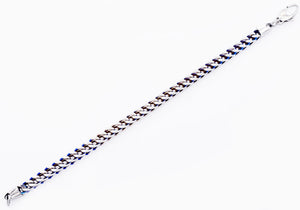 Mens Two Tone Blue Stainless Steel Franco Link Chain Bracelet - Blackjack Jewelry
