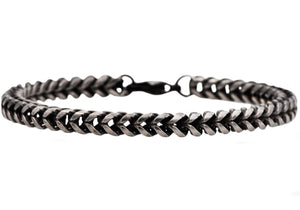 Mens Antique Plated Stainless Steel Franco Link Chain Bracelet - Blackjack Jewelry