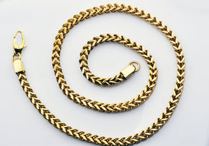 Mens 8mm Gold Stainless Steel Franco Link Chain Necklace - Blackjack Jewelry
