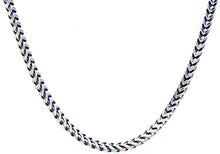 Load image into Gallery viewer, Mens 8mm Stainless Steel and Blue Plated Two Tone Franco Link Chain Necklace - Blackjack Jewelry
