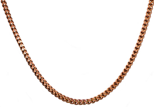 Mens 4mm Chocolate Stainless Steel Franco Link Chain Necklace - Blackjack Jewelry
