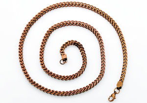 Mens 4mm Chocolate Stainless Steel Franco Link Chain Necklace - Blackjack Jewelry