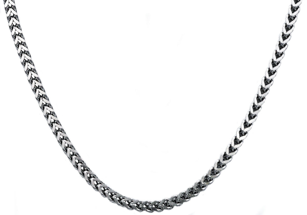 Mens 4mm Stainless Steel Franco Link Chain Necklace - Blackjack Jewelry