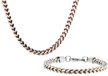 Load image into Gallery viewer, Mens 8mm Two Tone Gold Plated Stainless Steel Franco Link Chain Set - Blackjack Jewelry
