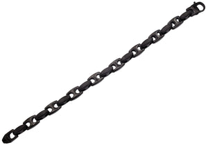 Mens Black Stainless Steel Anchor Chain Bracelet - Blackjack Jewelry