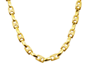 Mens Stainless Steel Gold Plated Anchor Link Chain Necklace - Blackjack Jewelry