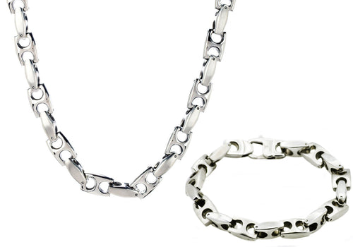 Mens Stainless Steel Anchor Link Chain Set - Blackjack Jewelry