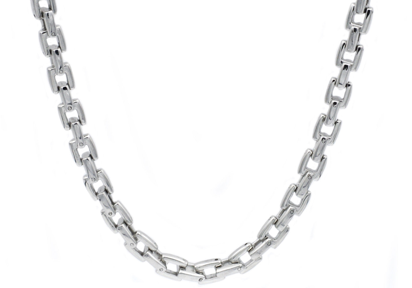 Mens Stainless Steel Square Link Chain Necklace 32 inch