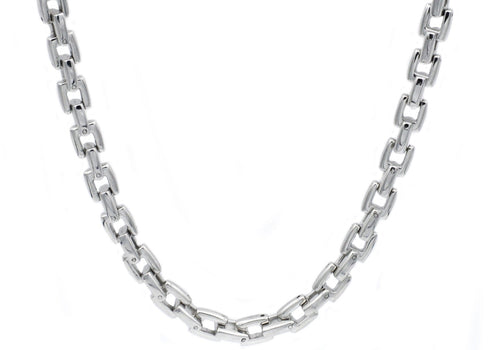 Mens Stainless Steel Square Link Chain Necklace - Blackjack Jewelry