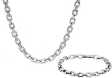 Load image into Gallery viewer, Mens Stainless Steel Square Link Chain Set - Blackjack Jewelry
