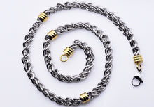Load image into Gallery viewer, Mens Two tone Gold Stainless Steel Link Chain Necklace - Blackjack Jewelry
