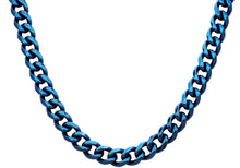 Load image into Gallery viewer, Mens 10mm Blue Stainless Steel Curb Link Chain Necklace
